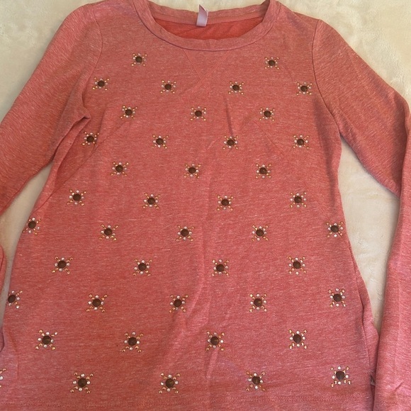 Pink Rhinestone Long Sleeve Pull Over - Picture 1 of 4